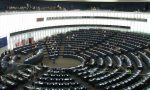 The hemicycle of the European Parliament building in Strasbourg, France