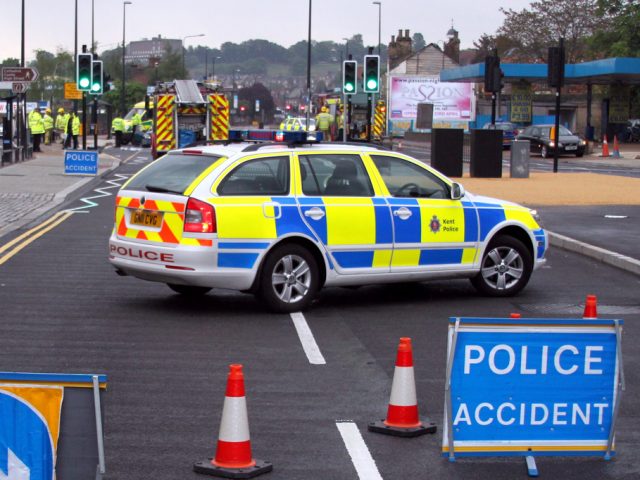 Scene of a car crash, UK