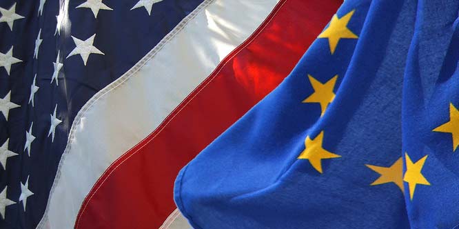 USA and EU flags