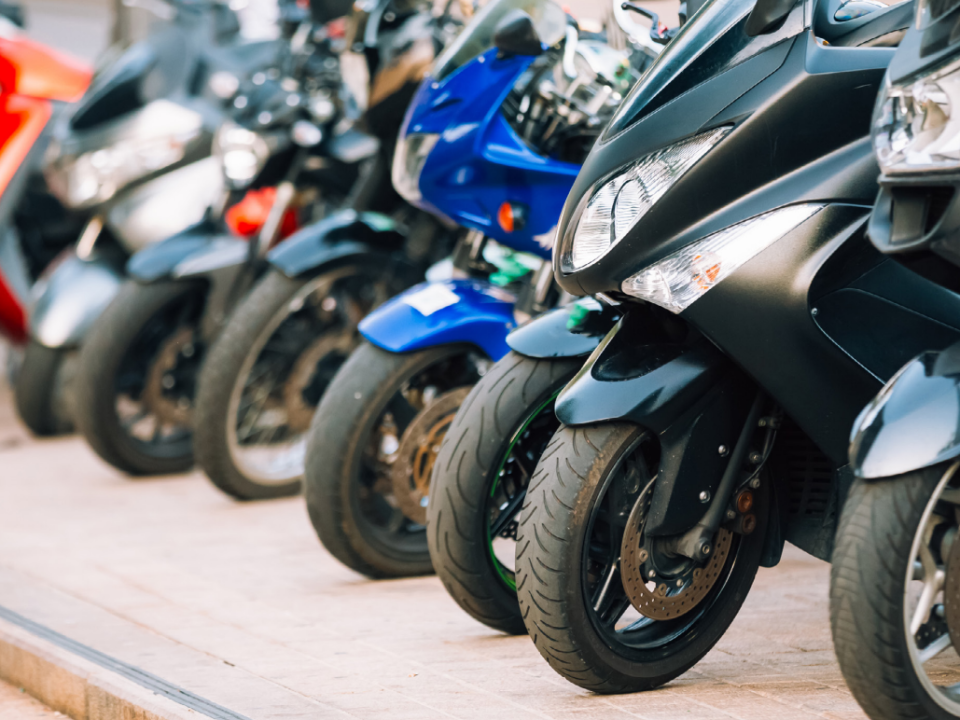 Motorcycles parked