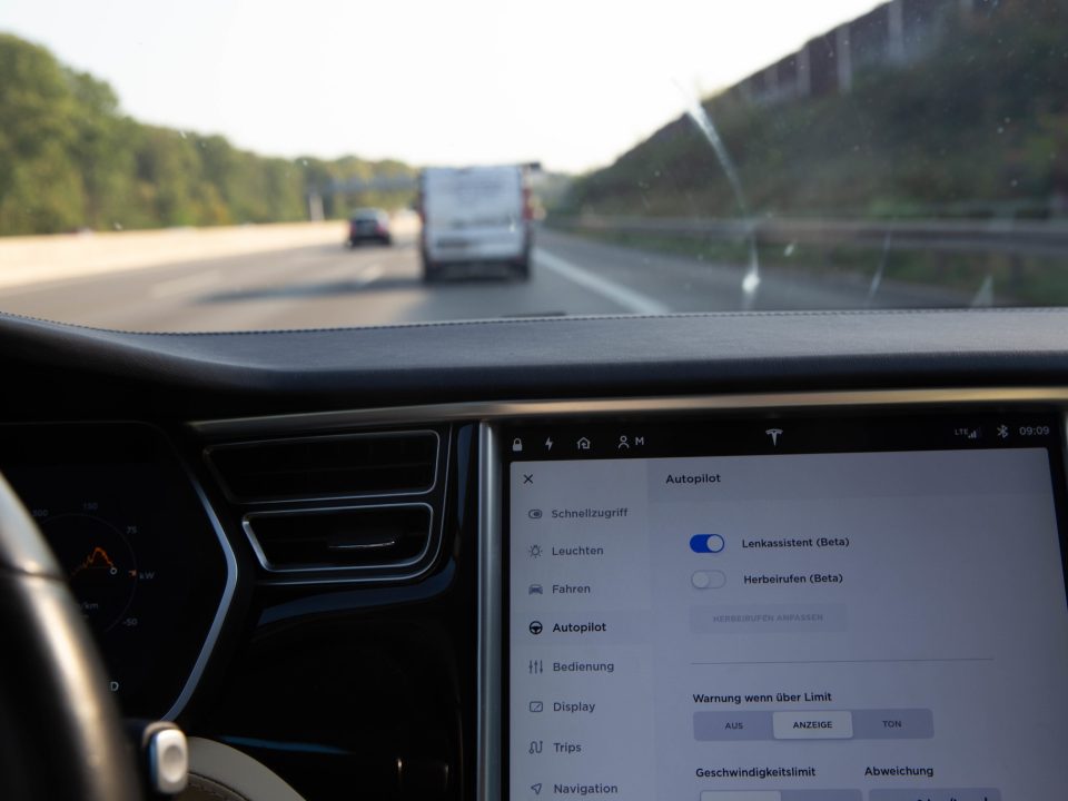 Tesla Autopilot - view of dashboard and touchscreen